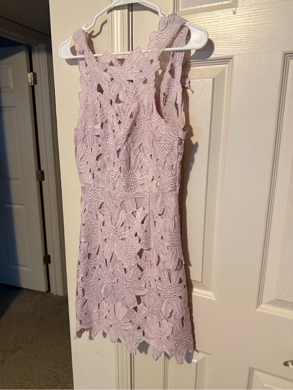 Elegant Lace Floral Shift Dress in Light Lavender by ARK NC.